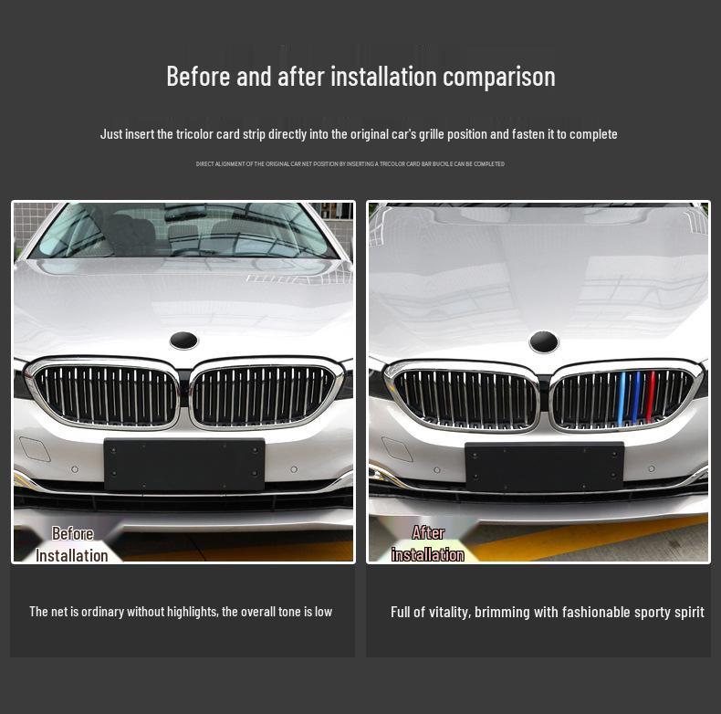 Отделка решетки радиатора BMW X5/X6: Трехцветная полосатая отделка для моделей 3/5 серии, X5/X6