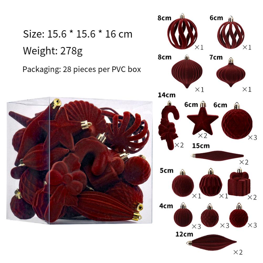 Набор флокированных рождественских шаров Рождественские подвески Звезда Подарочная коробка Круглый Рождественский шар Санта Елочные украшения Домашнее рождественское украшение