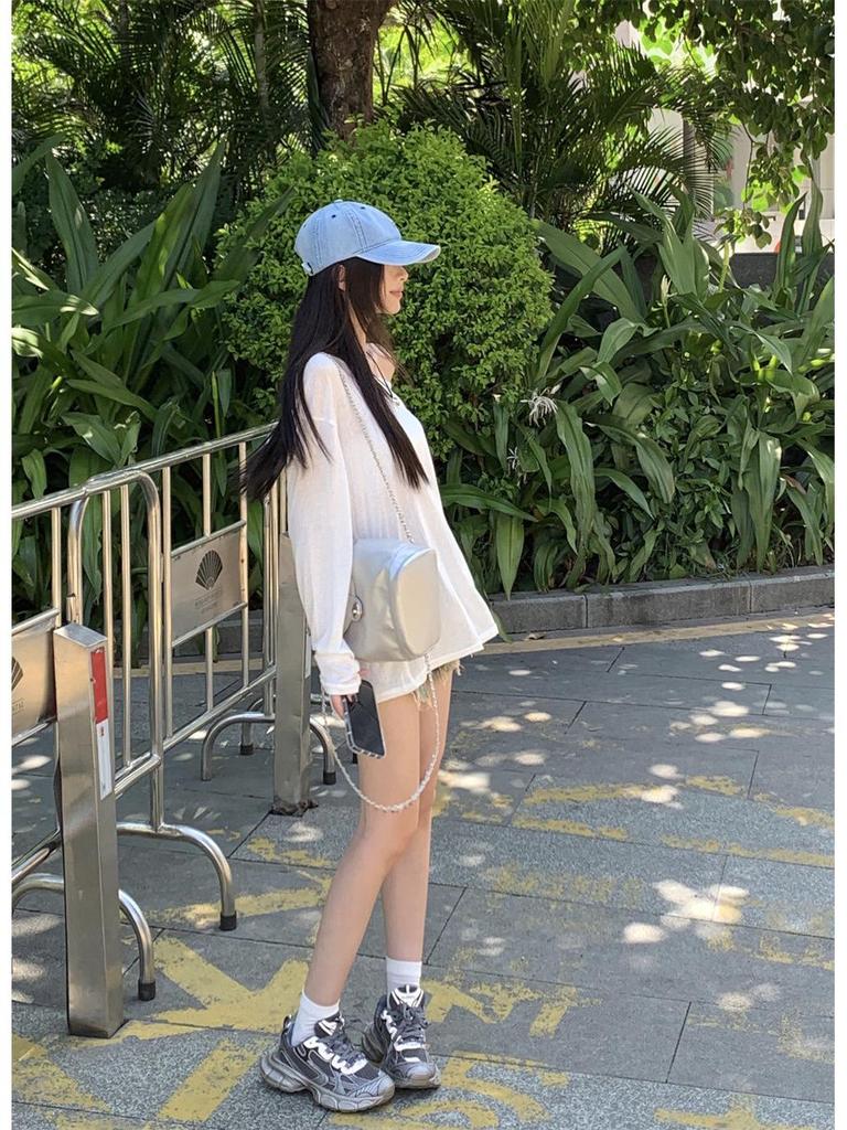 Летний шифоновый кардиган-сетка для защиты от солнца 2025 - Тонкий, легкий и свободный пуловер