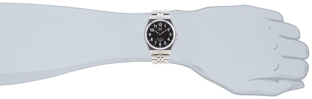 Часы аналоговые солнечные водонепроницаемые металлический ремешок черный [Citizen Q&Q] H980-205 мужские