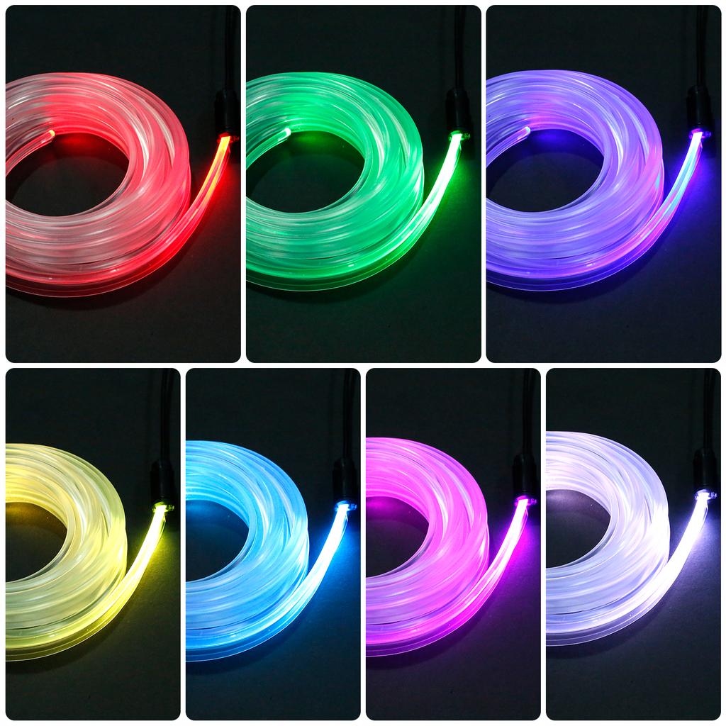Car Interior Strip Light 4m 12V Remote Control Auto Inside Ambient Light 7Color LED RGB Dash Light Waterproof Car USB Neon Light