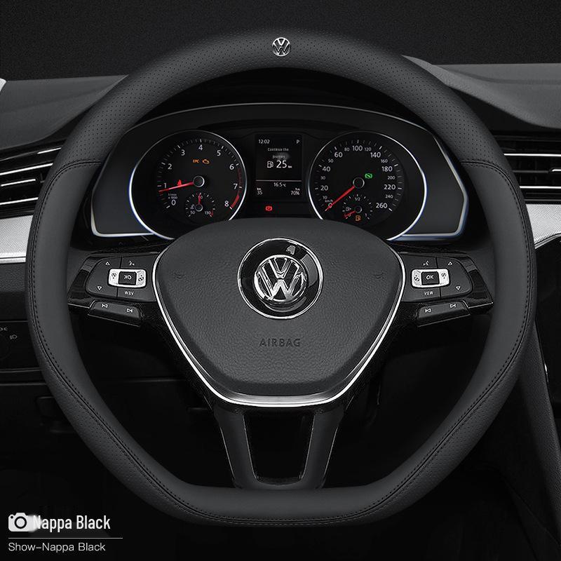 VW Steering Wheel Covers Compatible with Lavida, Sagitar, T-Roc, Polo, Tayron X, Magotan, Tiguan L, Bora, Lamando - Fits New & Old Models.