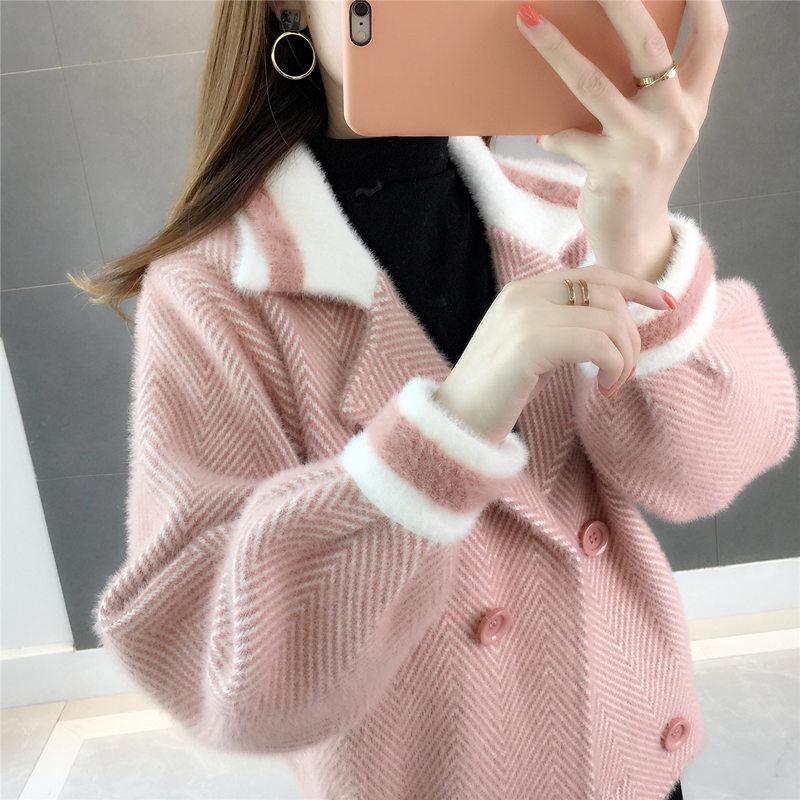 Новое осеннее бархатное пальто из искусственной норки, женское короткое сетчатое красное супер огненное пальто, маленький кардиган, женский толстый свободный