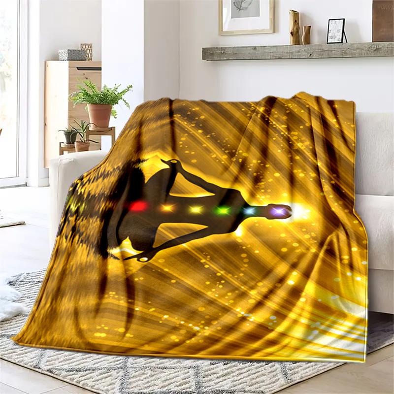 1PC Yoga Elements printed blanket, all season lightweight home office outdoor nap multifunctional blanket A12