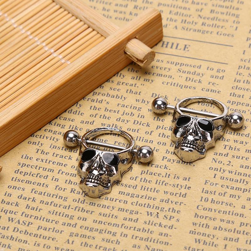 Бары с черепом, кольцо для пирсинга сосков, бар из нержавеющей стали, штанга для тела, украшения для груди