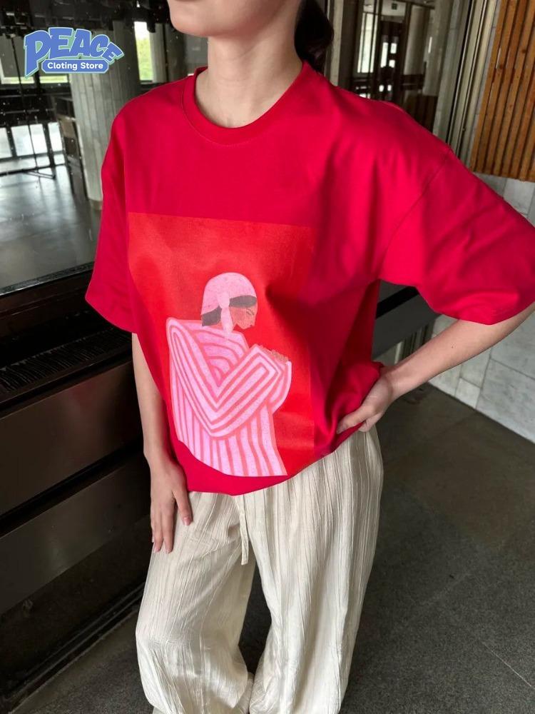 Retro Casual Printed T-shirt Women's Clothing 100% Cotton T-shirt Summer Fashion Short Sleeve Top Harajuku Commute Graphic Tee