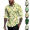 Мужская повседневная одежда весна-лето St. Мужская рубашка с длинным рукавом и принтом ко Дню Святого Патрика, мужской топ