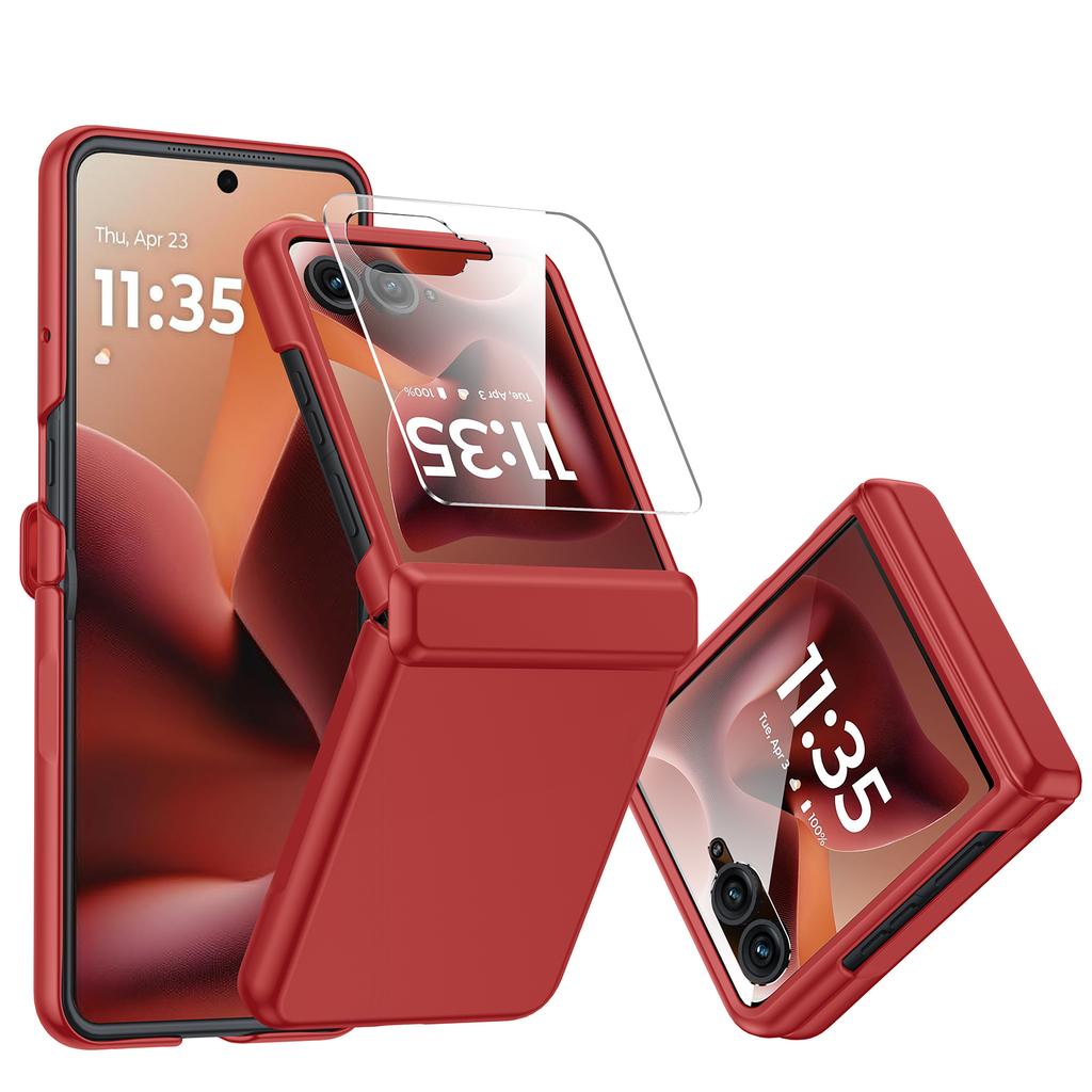 Для Motorola Razr 60 Ultra / Razr Ultra 2025 С защитой шарнира, Защитное стекло для экрана, Прочный противоударный чехол для всего корпуса, устойчивый к царапинам - Черный