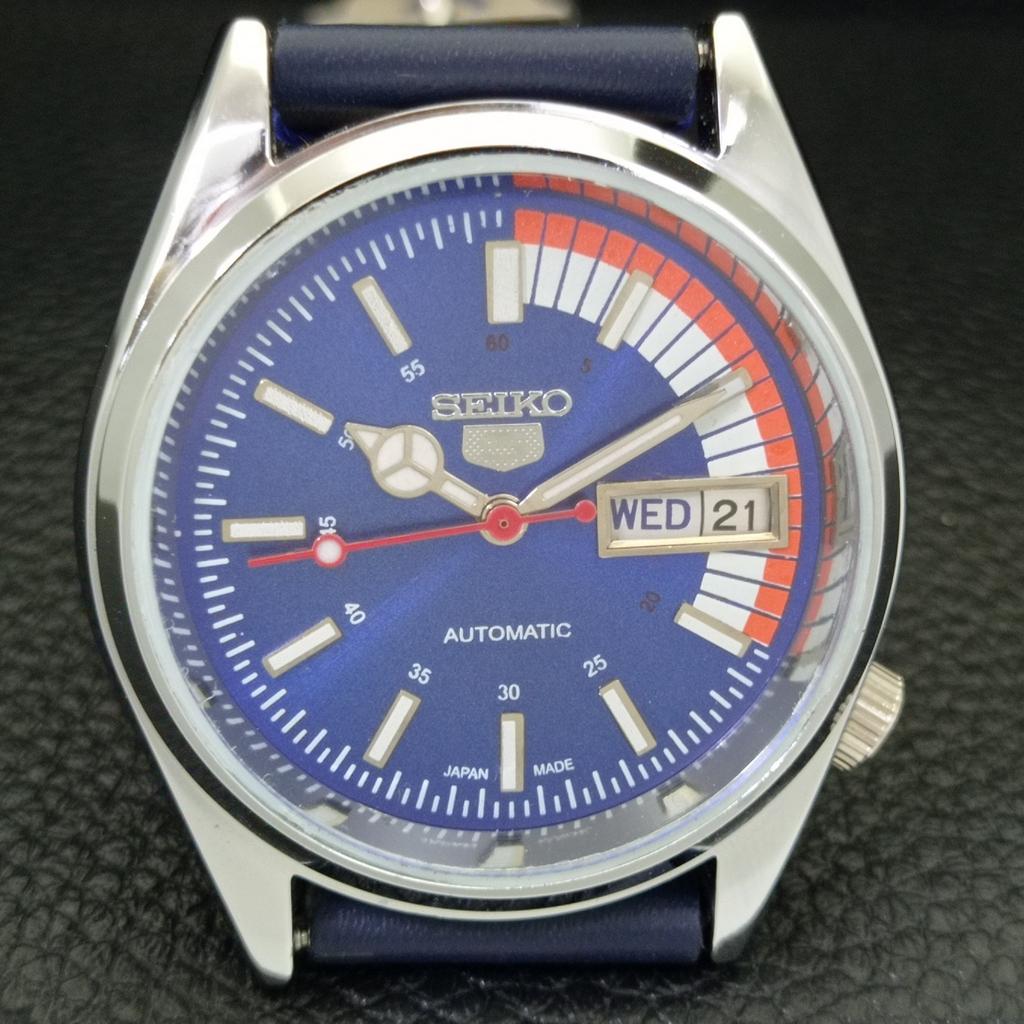 ВОССТАНОВЛЕННЫЕ ЧАСЫ SEIKO 5 AUTOMATIC 6309A ВИНТАЖНЫЕ ЯПОНСКИЕ МУЖСКИЕ ЧАСЫ С СИНИМ ЦИФЕРБЛАТОМ a441146-4