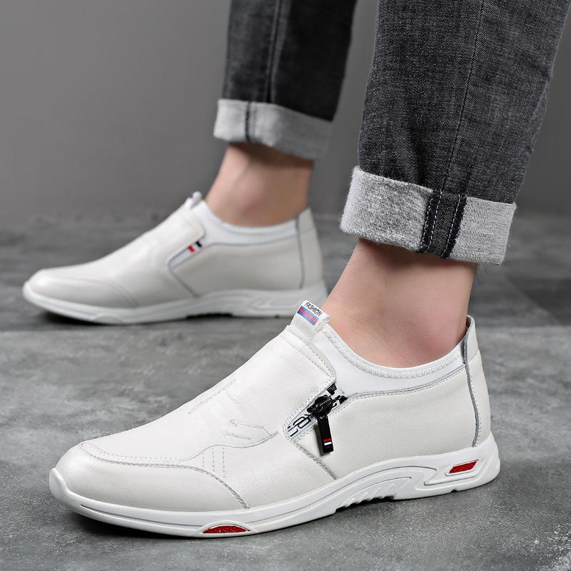 2024 Весна и Осень Новые мужские повседневные кожаные туфли Мужские кожаные дышащие белые перчатки 517