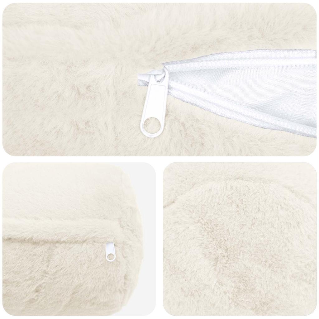 Cushion Cover 2 pcs. HEERLEN White Ø 15 x 40 cm Faux Rabbit Fur