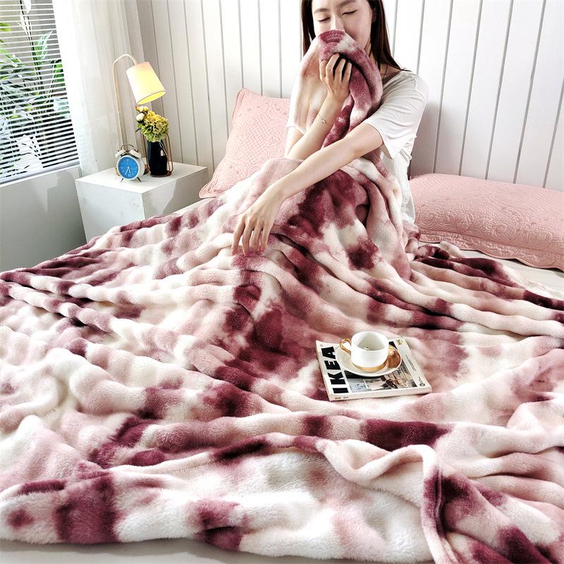 Colorful Gradient Bubble Velvet Rabbit Fur Blanket for Office or Sofa