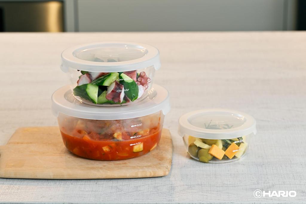 Hario Heat-resistant Glass Storage Container Round 300ml MST-30-TW Set of 6