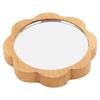 Wood Framed Makeup Mirror Glass Fashionable Handheld Small Round Cosmetic Mirror for Women