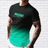 New Summer Men's Fashion T-shirt Personalized Gradient Letters Printed Men's T-shirt Top