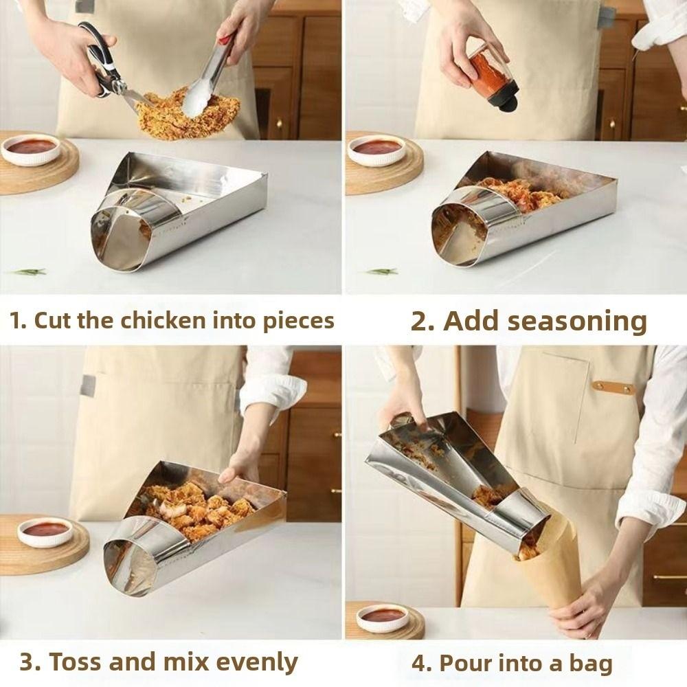Cooking Tools Funnel Triangle Bucket with Handle Food Shovels French Fry Scoop Kitchen Tools