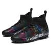 Plus Size Football Boots Man's High Ankle Outdoor Lawn Sneakers Cleats Long Spikes Teenager Soccer Shoes for Kids
