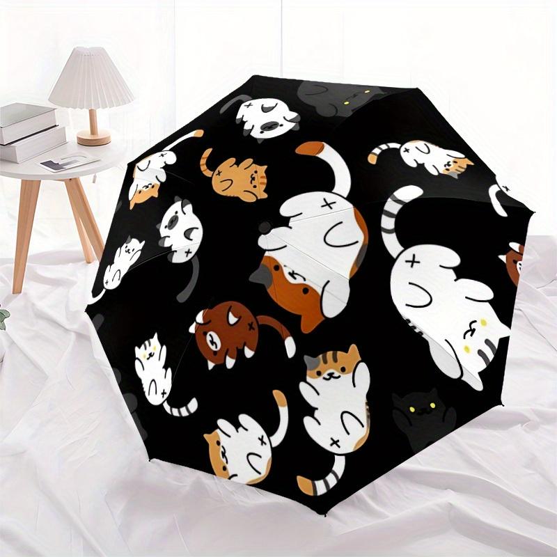 1pc Cute Cats Pattern Automatic Folding Umbrella, Portable & Foldable Design with 8 Ribs, Casual Outdoor Accessory yy250805141