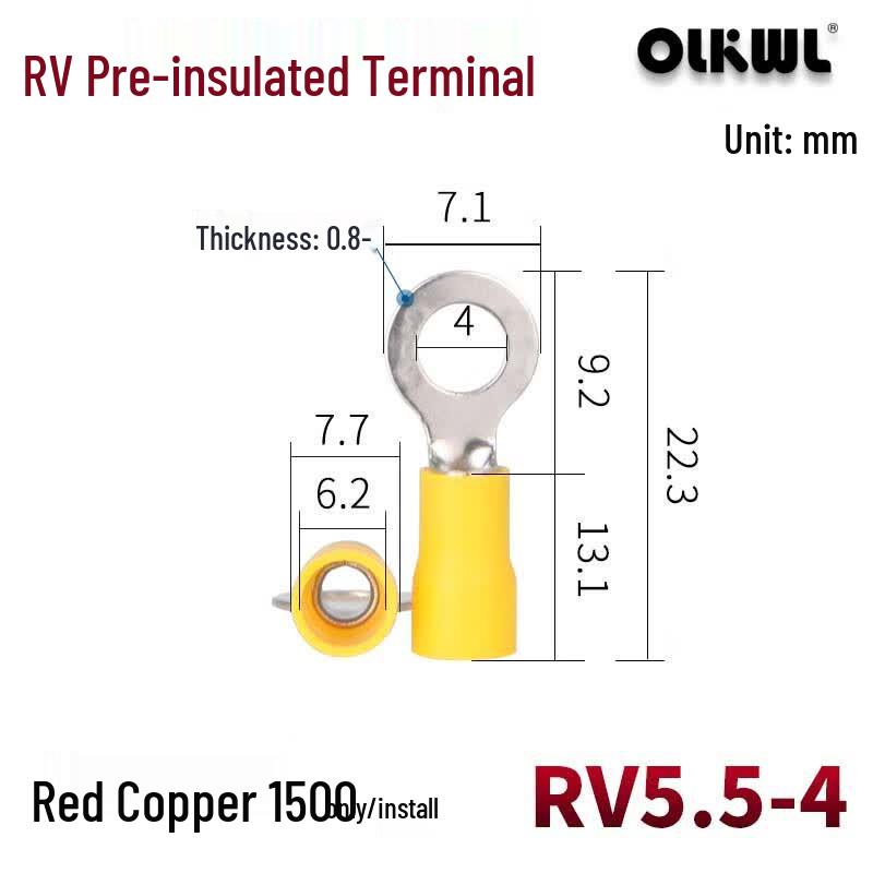 OLKWL Pre-Insulated Copper RV Ring Terminals