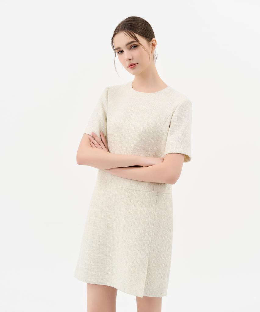 Laneonkyulleoseu Tweed Belted Mini Dress_Ivory