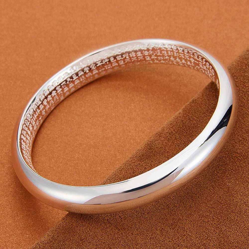 Серебряный амулет «Мантра Сердца» с гравировкой, защита от зла, модный аксессуар, женский браслет-манжета, браслет-манжета, шестислоговая мантра, зло, удача, (Хикаримэн