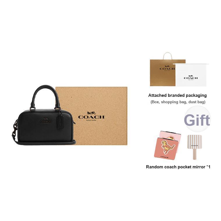 Coach Satchel 19 Letter Logo Leather Bowling Bag Women handbags Black CT776-JIBLK