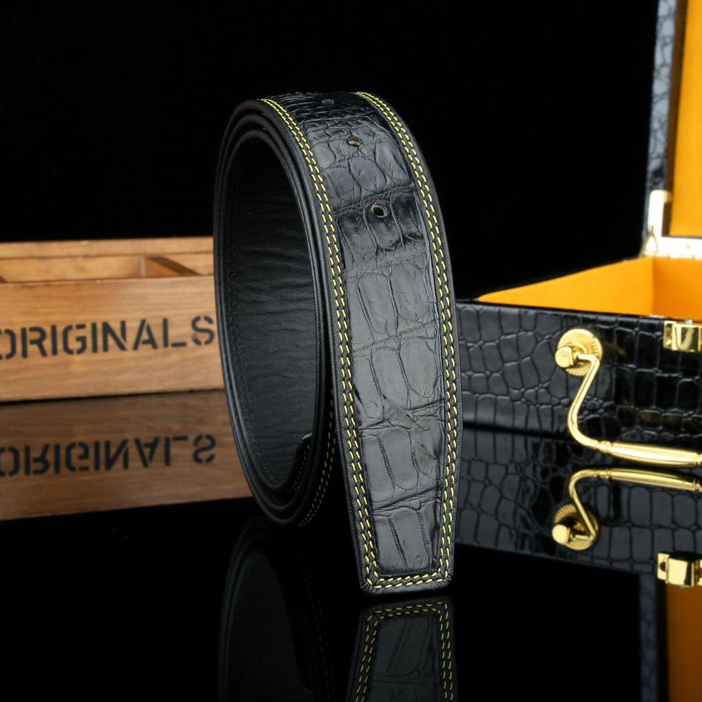 Ремень из натуральной крокодиловой кожи, устойчивый к растяжению, повседневный, универсальный, деловой стиль, ширина 3,8 см