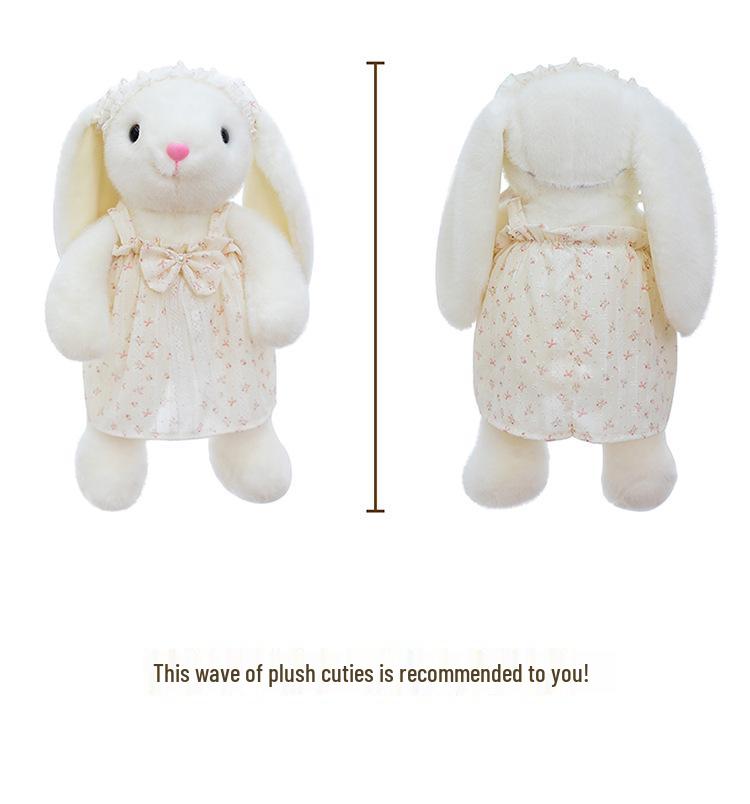 Floral Skirt Rabbit Plush Toy Doll - Cute Drooping Ears Pillow for Children, Birthday Comfort Gift
