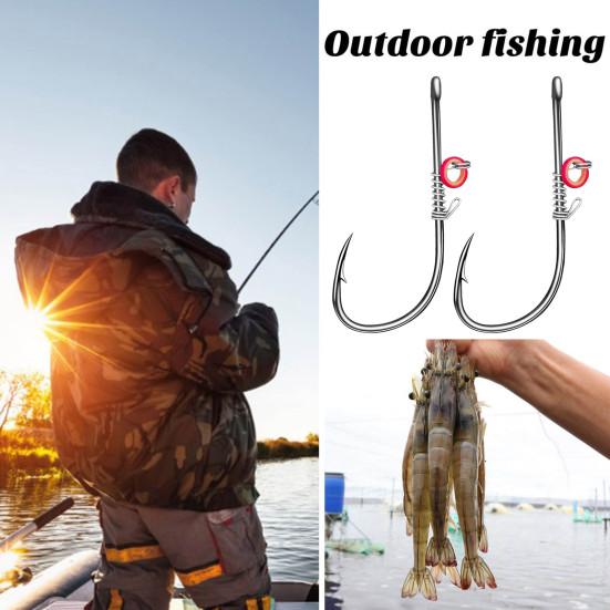 12/30Pcs Live Shrimp Fixing Hook Heavy Duty Metal Barbed Fishhook Bass Carp Catfish Fishing Hook Freshwater Saltwater Fishing Accessories