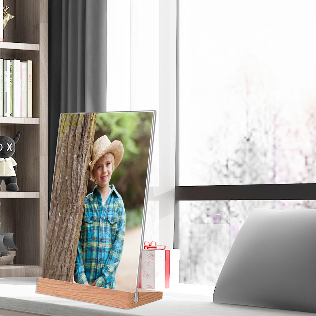 Sign Holder Set of 2 Vertical Photo Frame Acrylic Standing Sign Photo Card Stand Clear Acrylic Menu Stand POP Stand L-Shaped (A6)