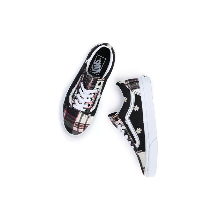 Vans Old Skool Floral Plaid Patchwork Unisex Sneakers Black VN0A5KRSUUW