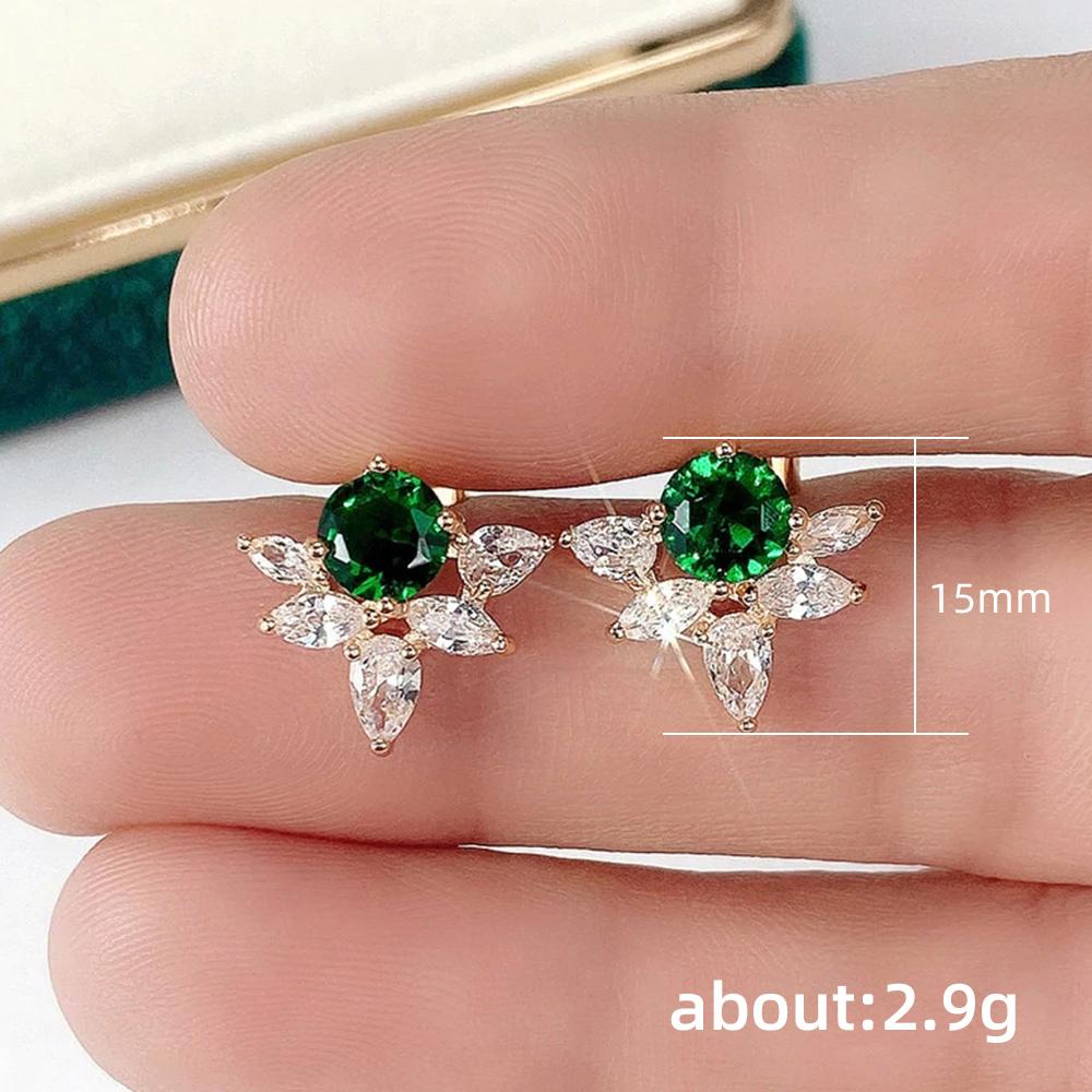 BELLA BOX Цвет золота/серебра, зеленые серьги-гвоздики с фианитом, женские темпераментные элегантные женские серьги, подарок на годовщину, модные украшения
