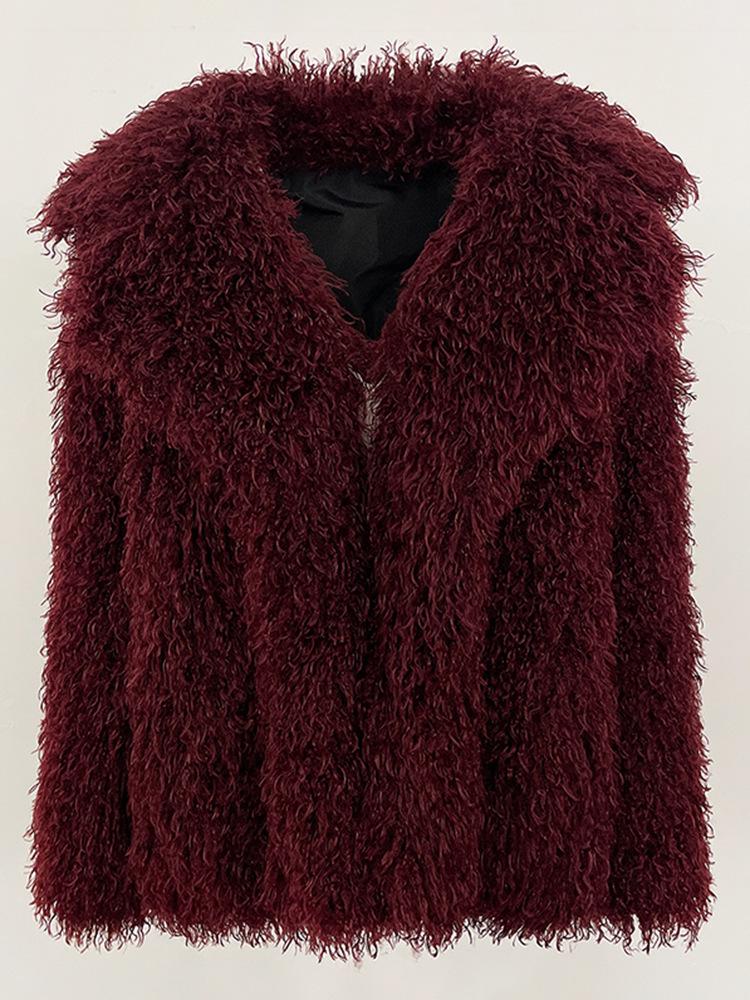 Женская короткая шуба в европейском и американском стиле - Осень/Зима Имитация рыжей овечьей шерсти