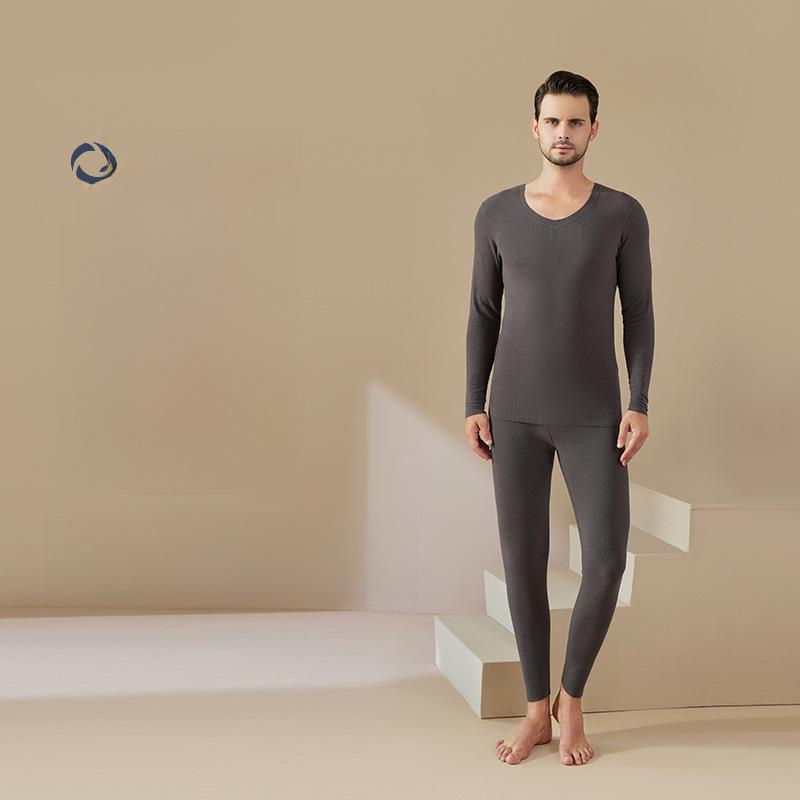 Мужской бесшовный бархатный термобелье: Самонагревающийся, плюс бархат, осенний комплект