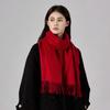 Red 100% Wool Scarf, Simple Autumn and Winter Atmosphere, Scarf, High-end Sense, Versatile Shawl 2025 Gift