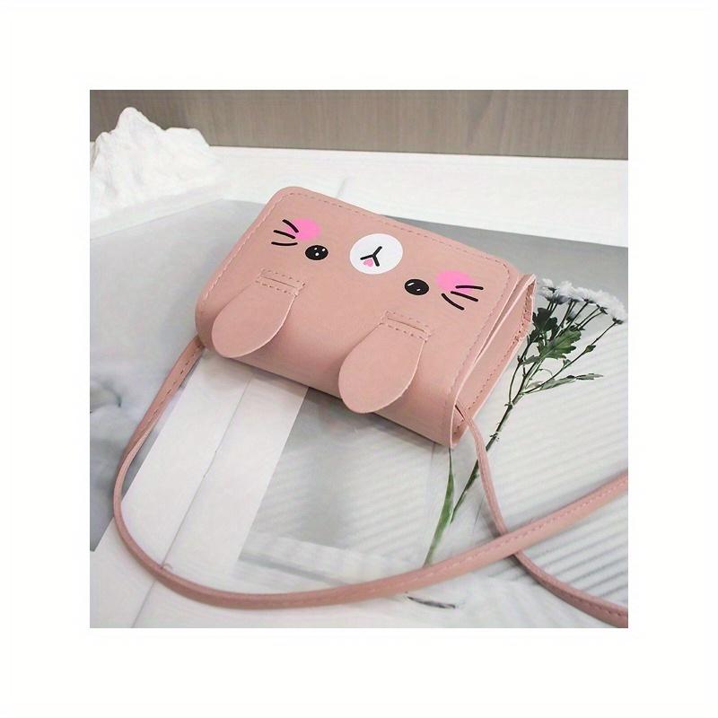Cute Bunny Ear Crossbody Bag for Women - Pink Shoulder Purse with Adorable Rabbit Design, Compact Coin Handbag for Daily Use & Travel