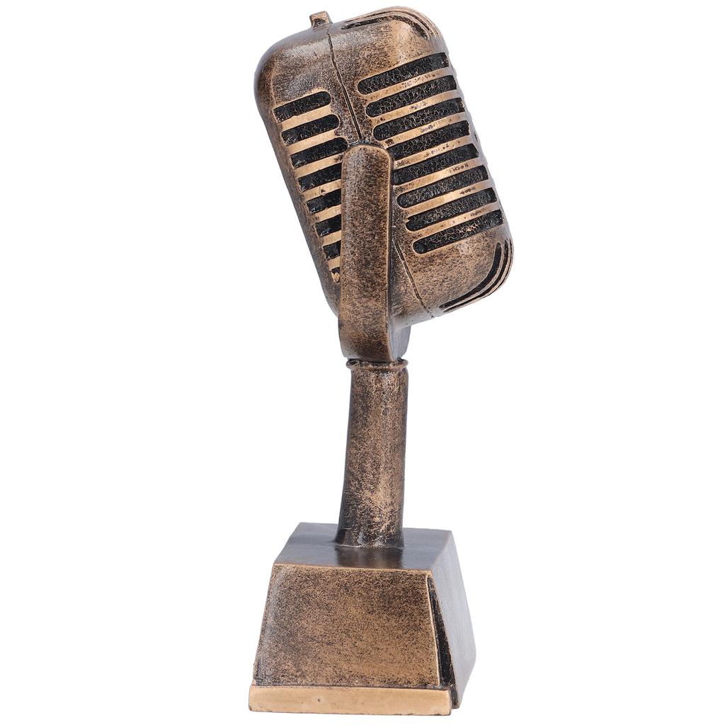 Music Award Trophy Synthetic Resin Decorative Microphone Tabletop Ornament for Home Singing Competition