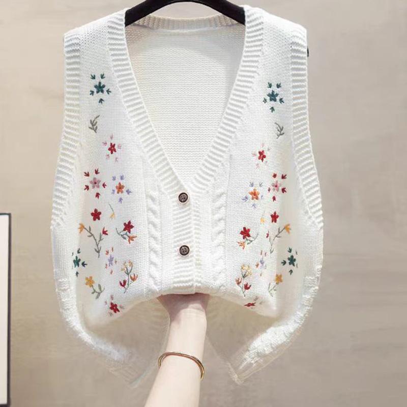 Свитера Пальто Кардиган для Женщин Осень Зима Большой Размер Винтажный Свободный Без Рукавов Вязаный Кардиган Свитера Куртка