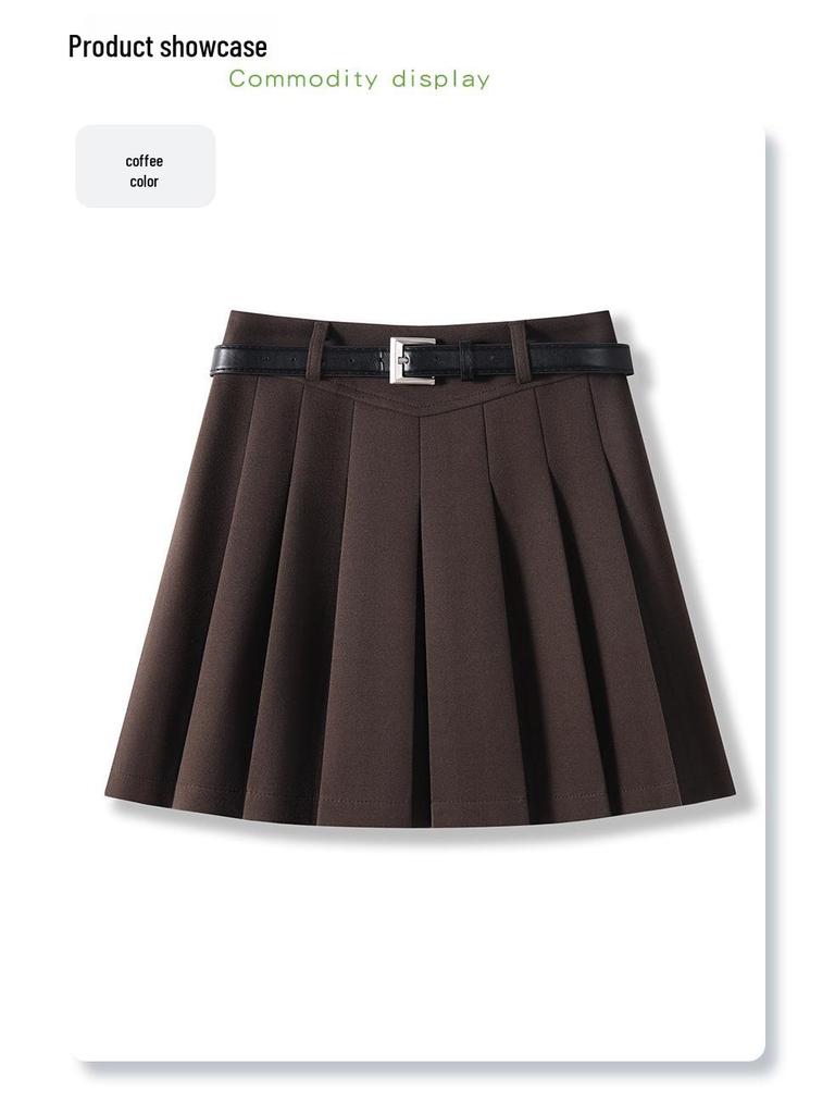 Женская юбка миди А-силуэта цвета хаки с высокой посадкой и плиссировкой - Коллекция Осень/Зима 2024