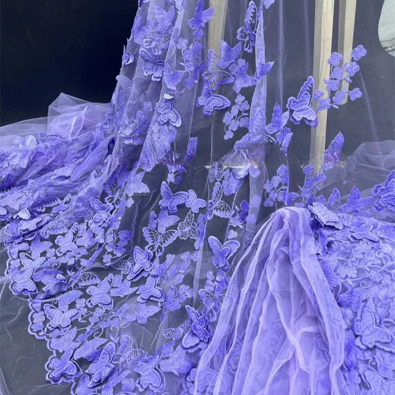3D вышитая вручную ткань для свадьбы Ткань Бабочка Вышивка Ткань своими руками для платья Водорастворимая сетка Вышивка Кружево