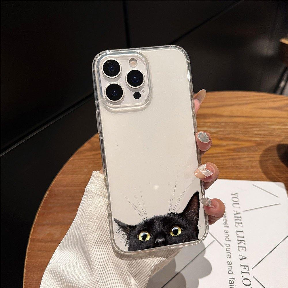 Прозрачный чехол для телефона в эстетике черной кошки, подходит для iPhone 17 16 15 14 13 12 11 Pro/Max/Plus, противоударный