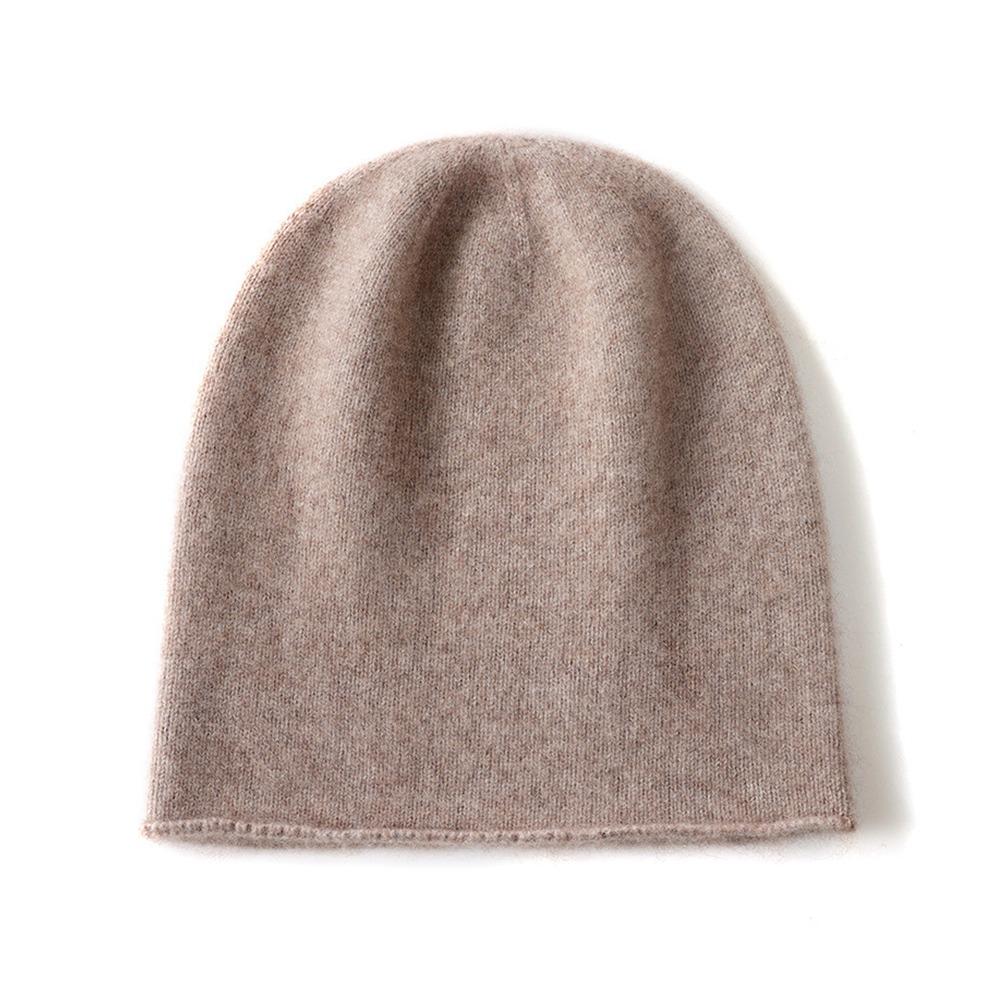 Casual Cashmere Cashmere Knitted Hat Solid Color Unisex Beanie Hat Rolled Edge Ear Protection Cap