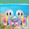 Playful Ghost Acrylic Earrings In Bright Colors Eyecatching Cute Cartoon Design For Women