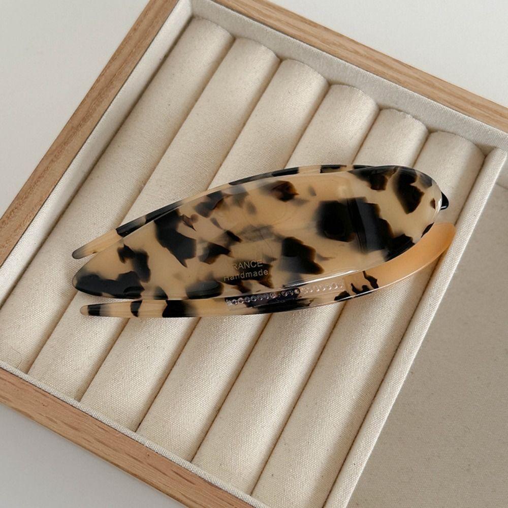 Sweet Leopard Hair Clip Elegant Kroean Style Barrettes Temperament Acetic Acid Duckclip Women