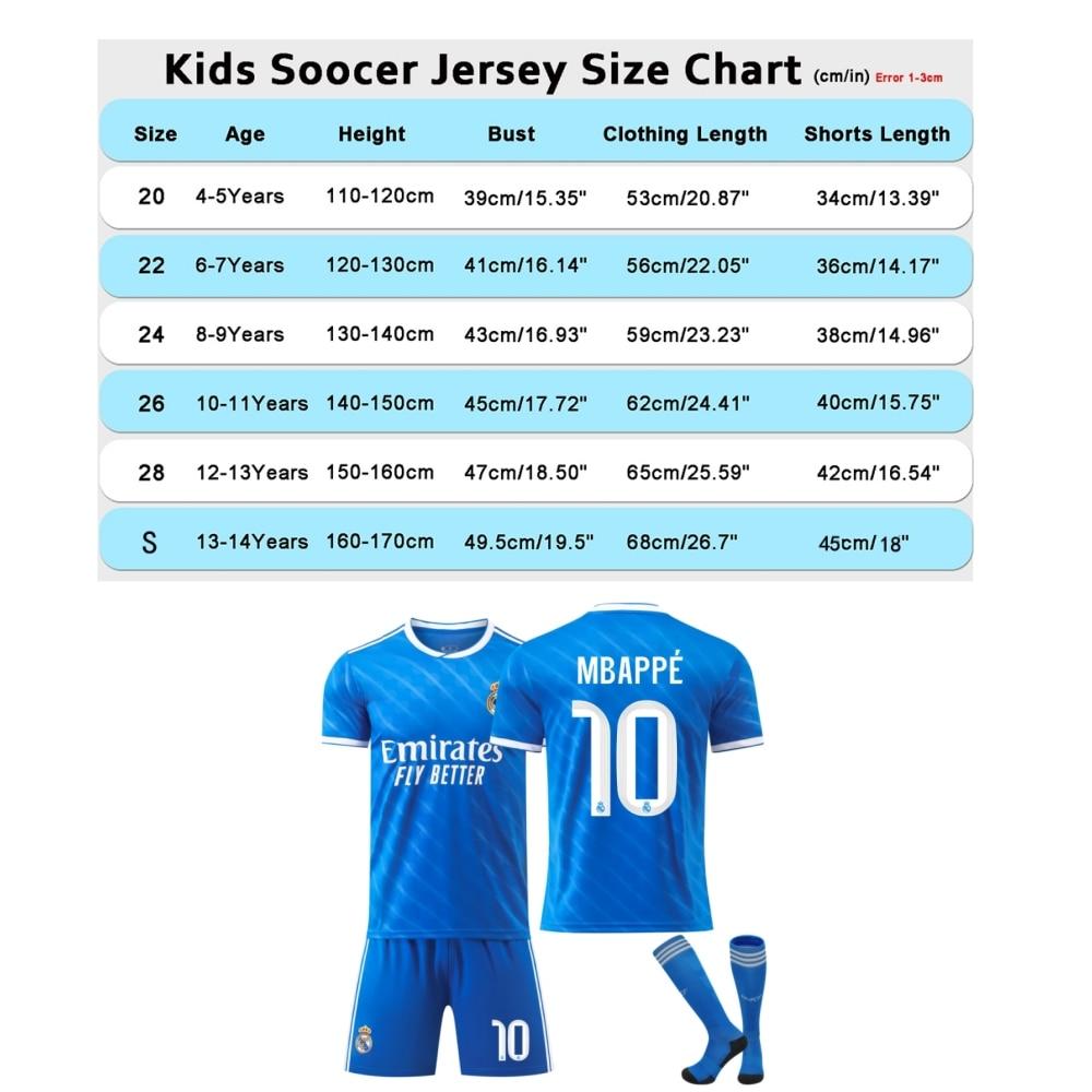 Real Madrid Mbappe Kids Sport Equipment Football Jersey Set, Blue