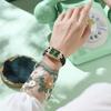 Модные кварцевые часы женские роскошные элегантные часы водостойкий кожаный ремешок креативные женские часы с бриллиантами зеленые