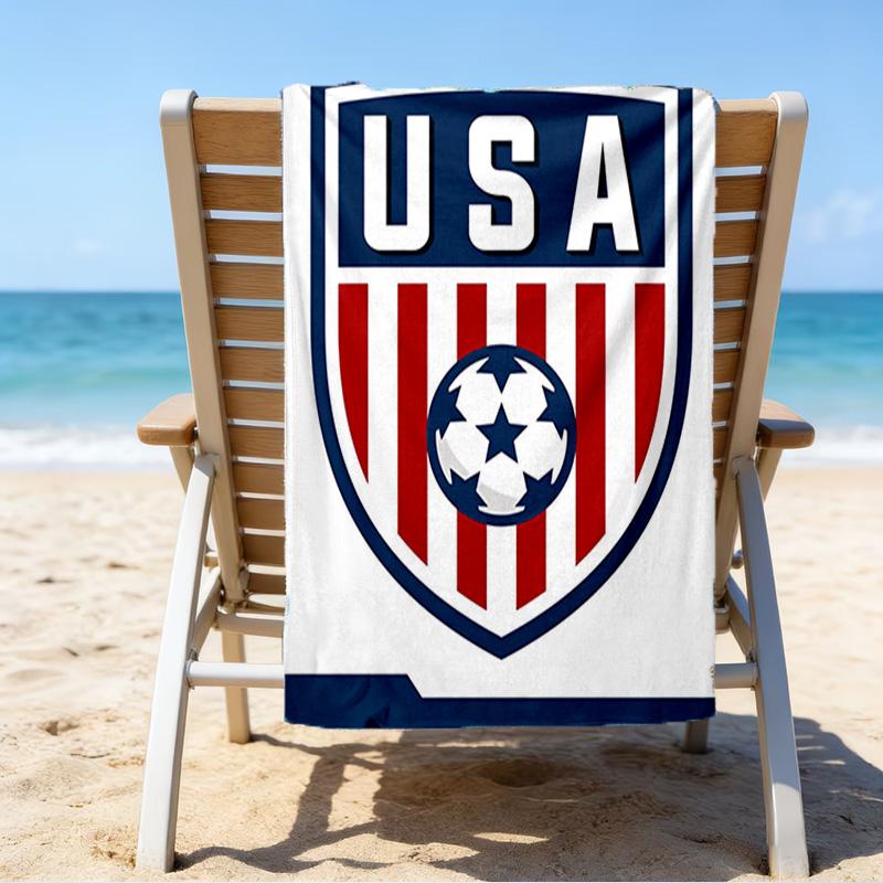 Usa Soccer Emblem Microfiber Beach Towel, Lightweight And Quick-Dry, for Summer Travel, Beach Essential, Swimming Pool Outdoor