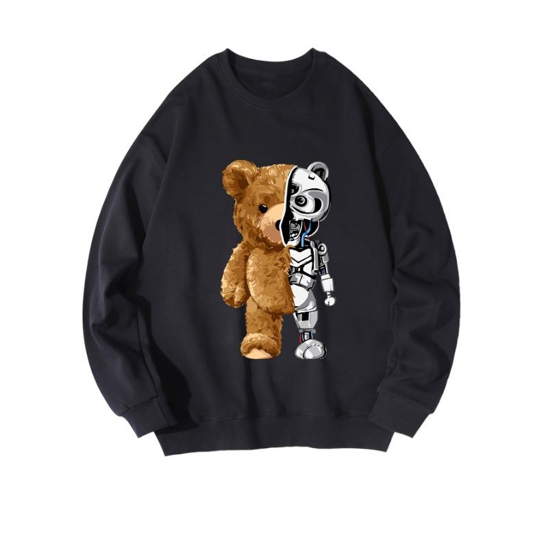 Модный топ с принтом Machine Bear, повседневная спортивная одежда на осень и зиму, хлопковая толстовка