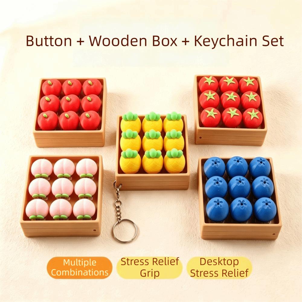 NineGrid Fruit Keycaps Clicker 3D Printed Keyboard Pendants Student Press Button Keychain  Kids Toy