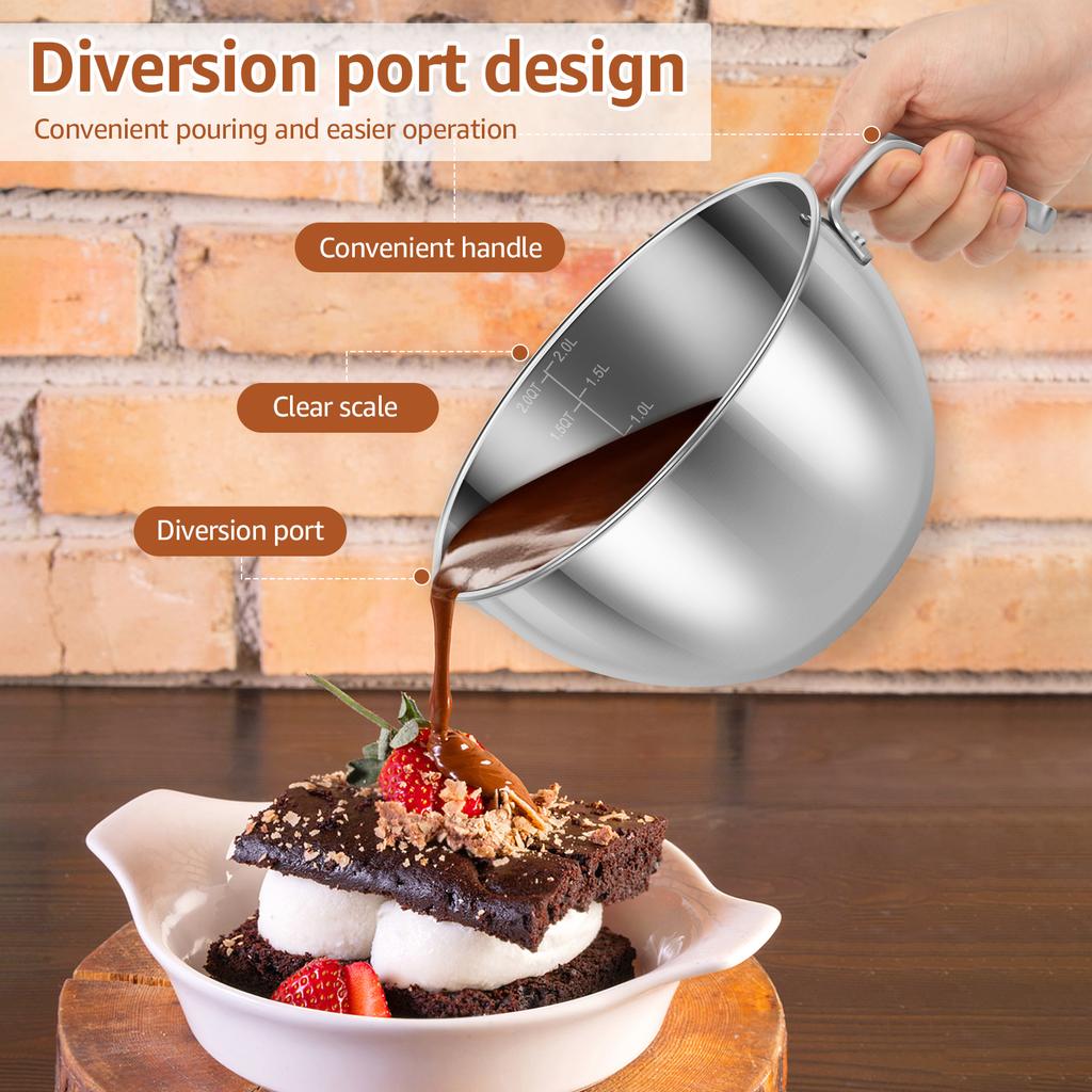 Double Boiler Pot Stainless Steel Candle Wax Melting Boiler Pot W/ Spatula for Melting Chocolate Candy and Candle Making Supplie